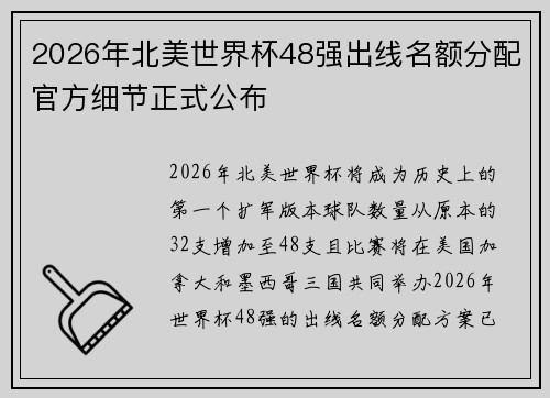 2026年北美世界杯48强出线名额分配官方细节正式公布 2026年北美世界杯48强出线名额分配官方细节正式公布